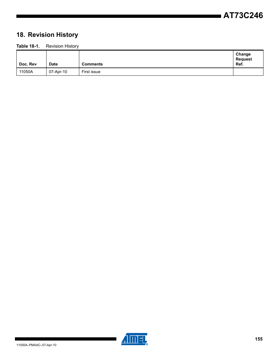 Revision history | Rainbow Electronics AT73C246 User Manual | Page 155 / 159