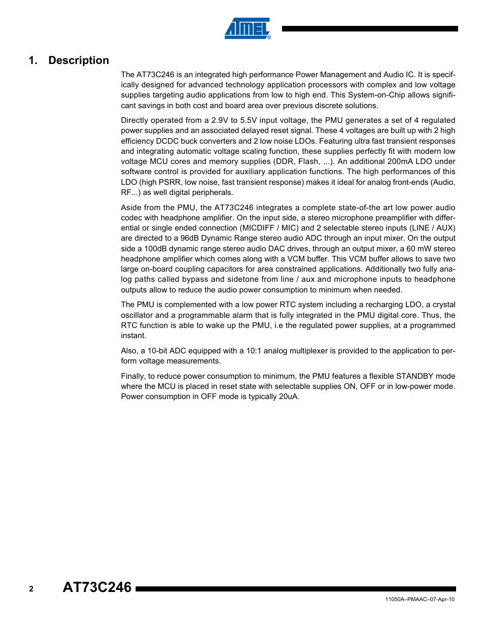 Description | Rainbow Electronics AT73C246 User Manual | Page 2 / 159