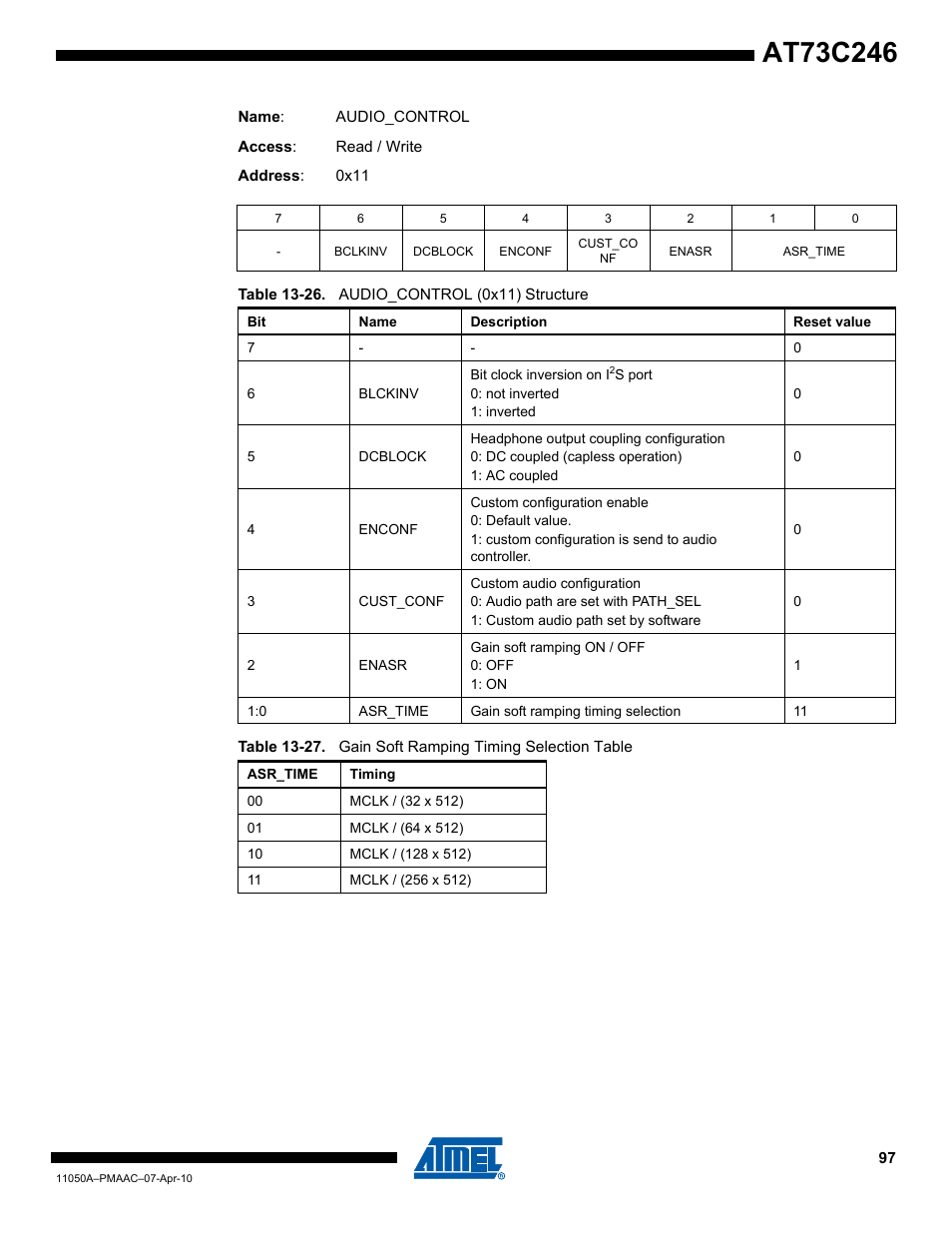 Rainbow Electronics AT73C246 User Manual | Page 97 / 159