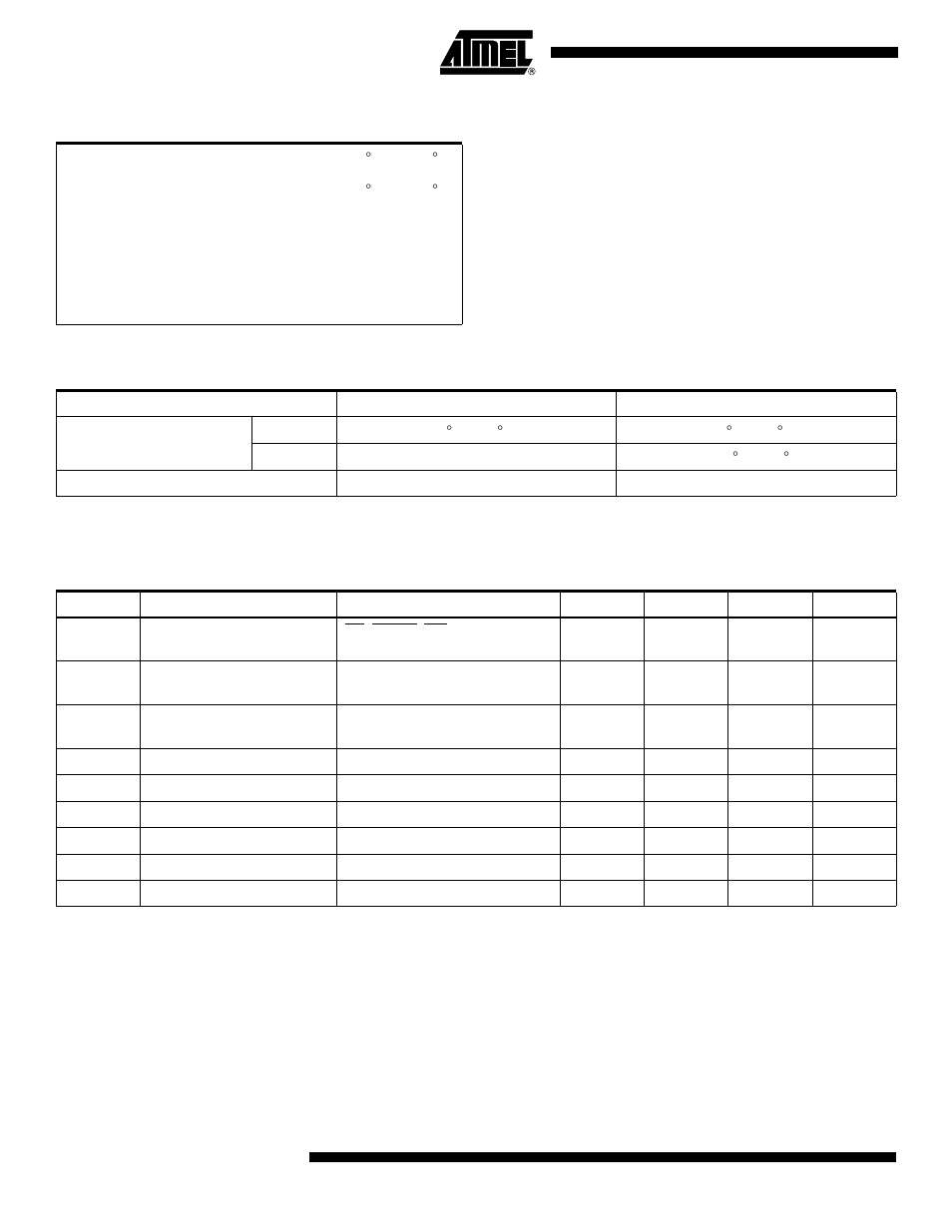 Absolute maximum ratings, Dc and ac operating range, Dc characteristics | Rainbow Electronics AT45DB081B User Manual | Page 12 / 32