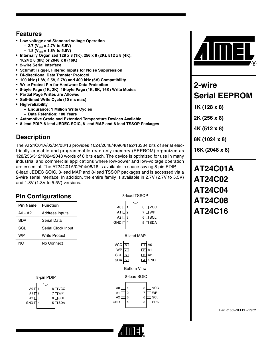 Rainbow Electronics AT24C16 User Manual | 22 pages