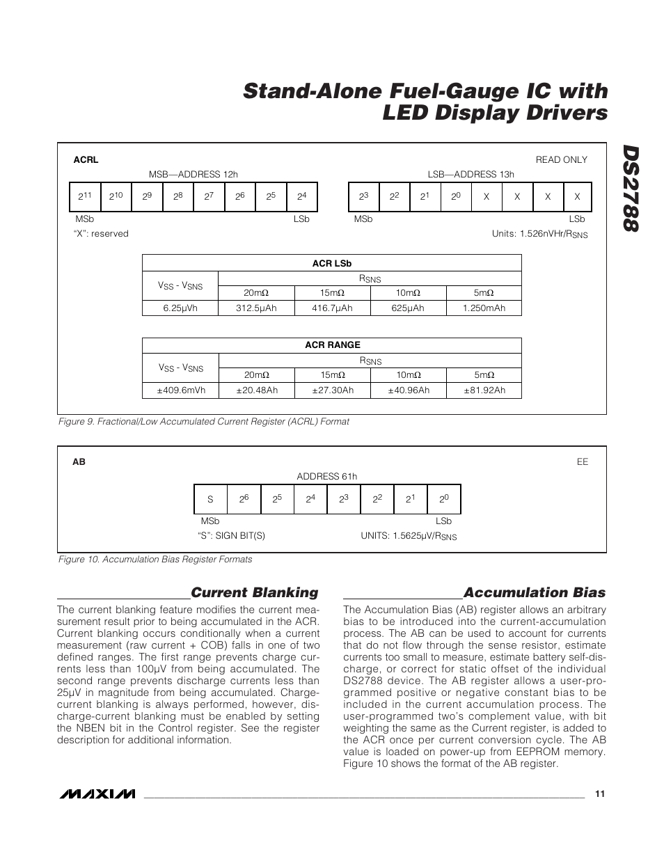 Current blanking, Accumulation bias | Rainbow Electronics DS2788 User Manual | Page 11 / 30