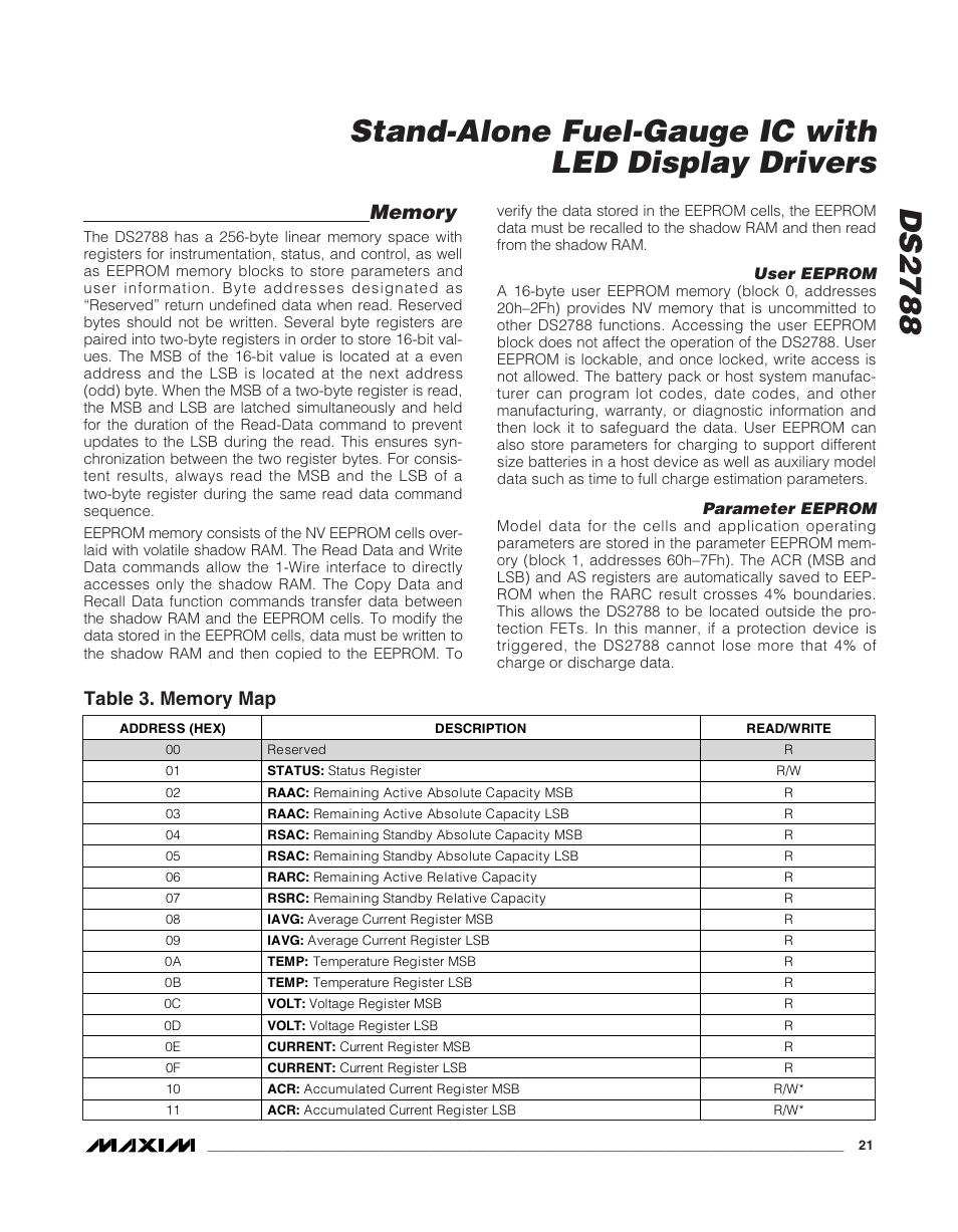 Rainbow Electronics DS2788 User Manual | Page 21 / 30