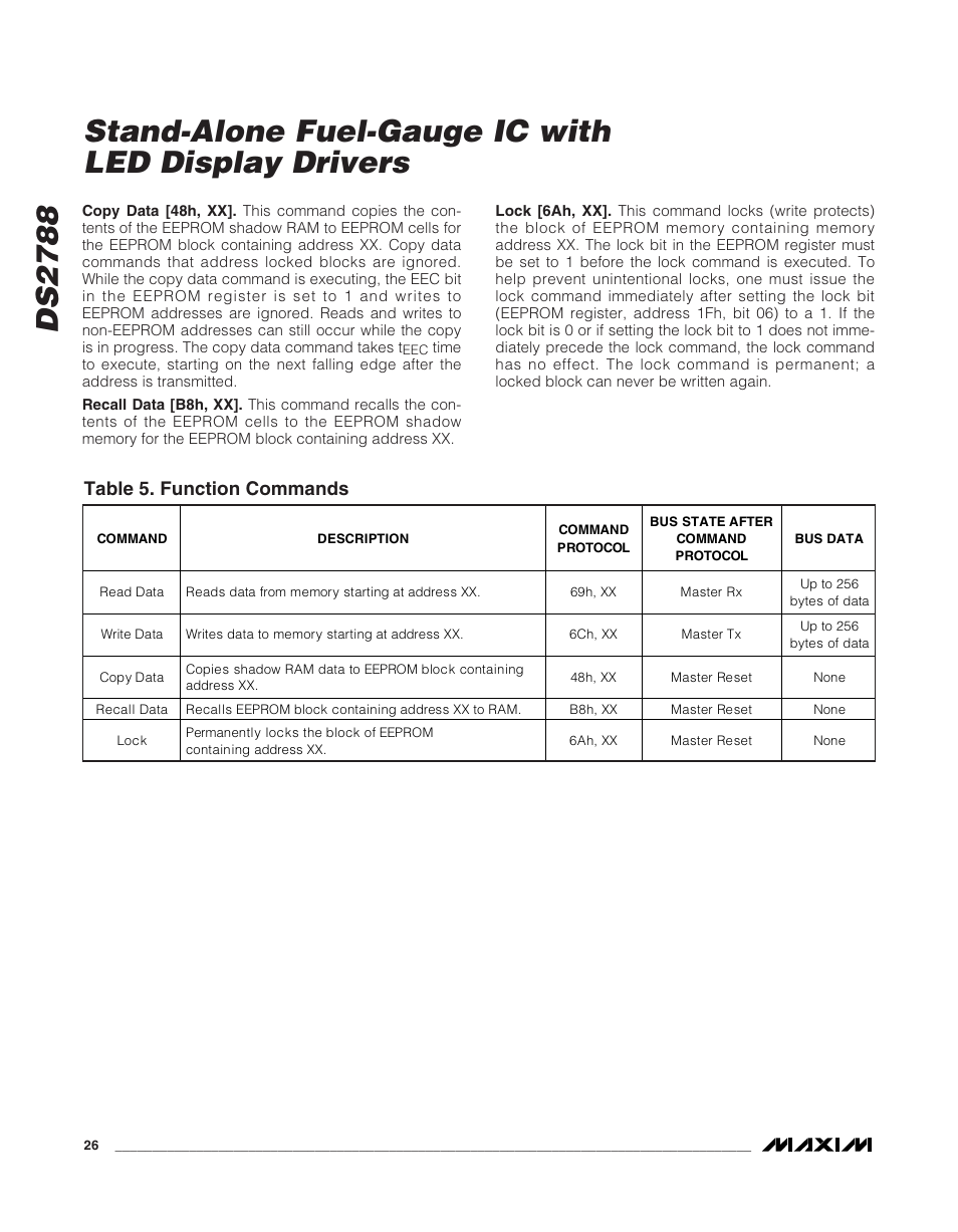 Ds 2 7 8 8, Stand-alone fuel-gauge ic with led display drivers | Rainbow Electronics DS2788 User Manual | Page 26 / 30