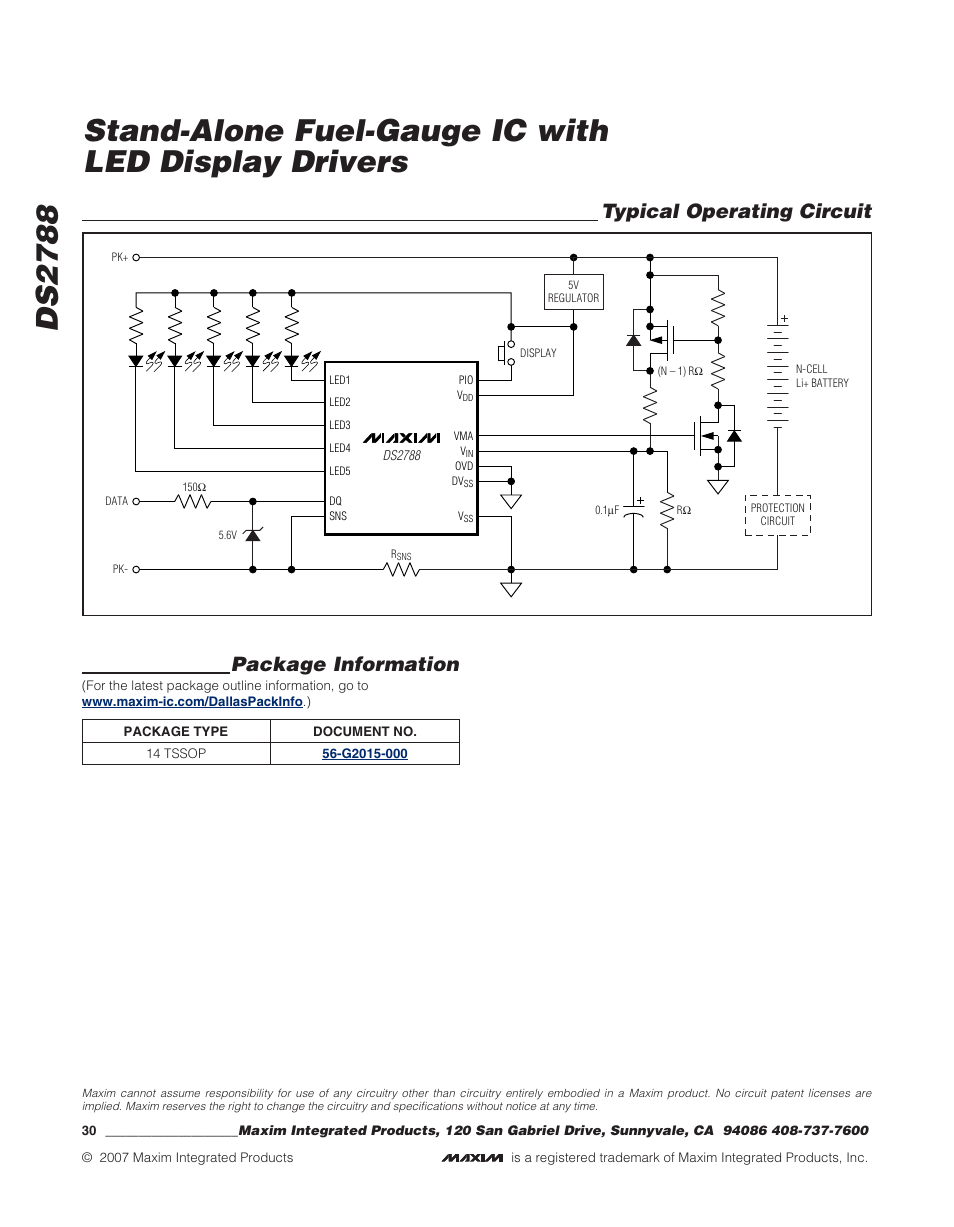 Typical operating circuit package information | Rainbow Electronics DS2788 User Manual | Page 30 / 30