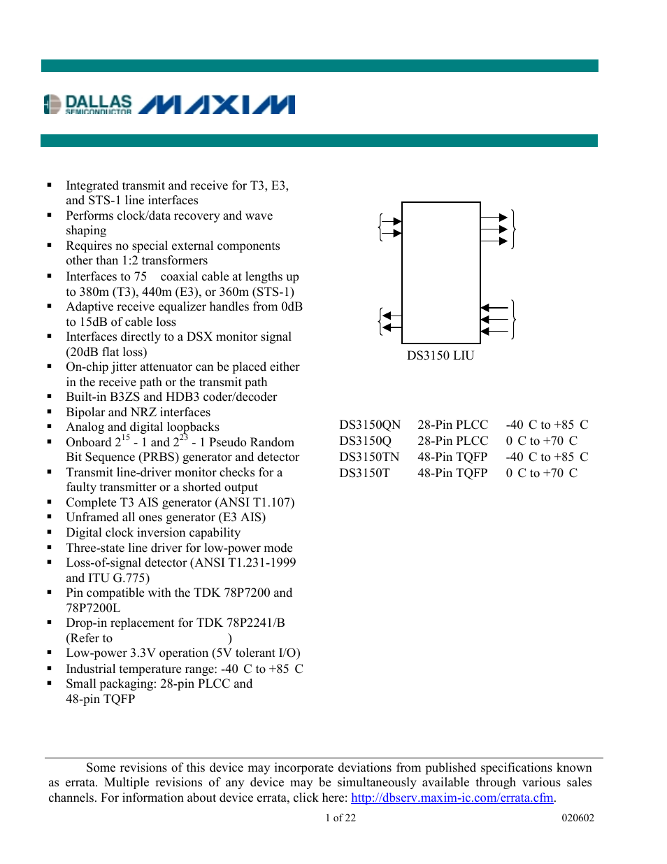 Rainbow Electronics DS3150 User Manual | 22 pages