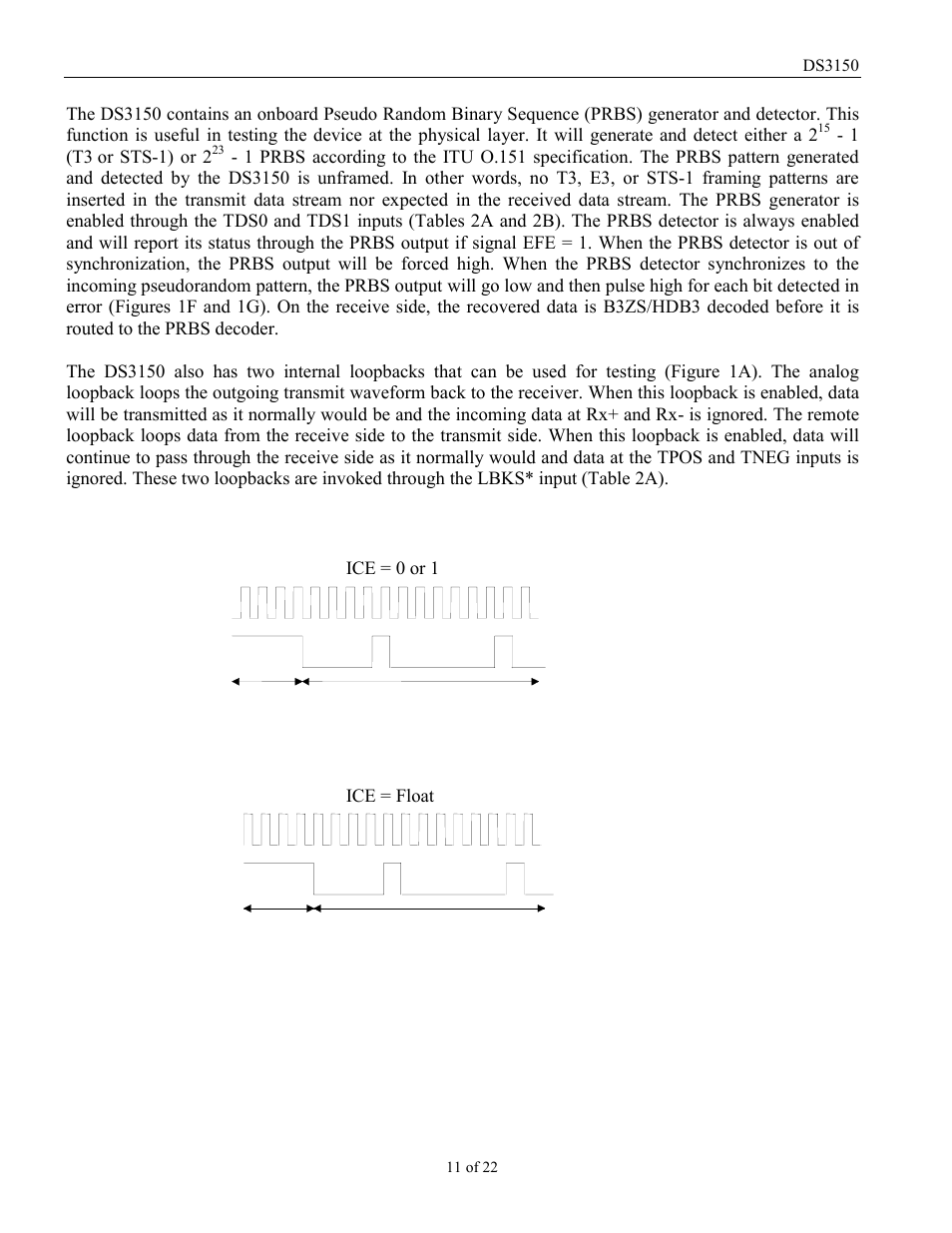Diagnostics, Figure 1f. prbs output with normal rclk operation | Rainbow Electronics DS3150 User Manual | Page 11 / 22