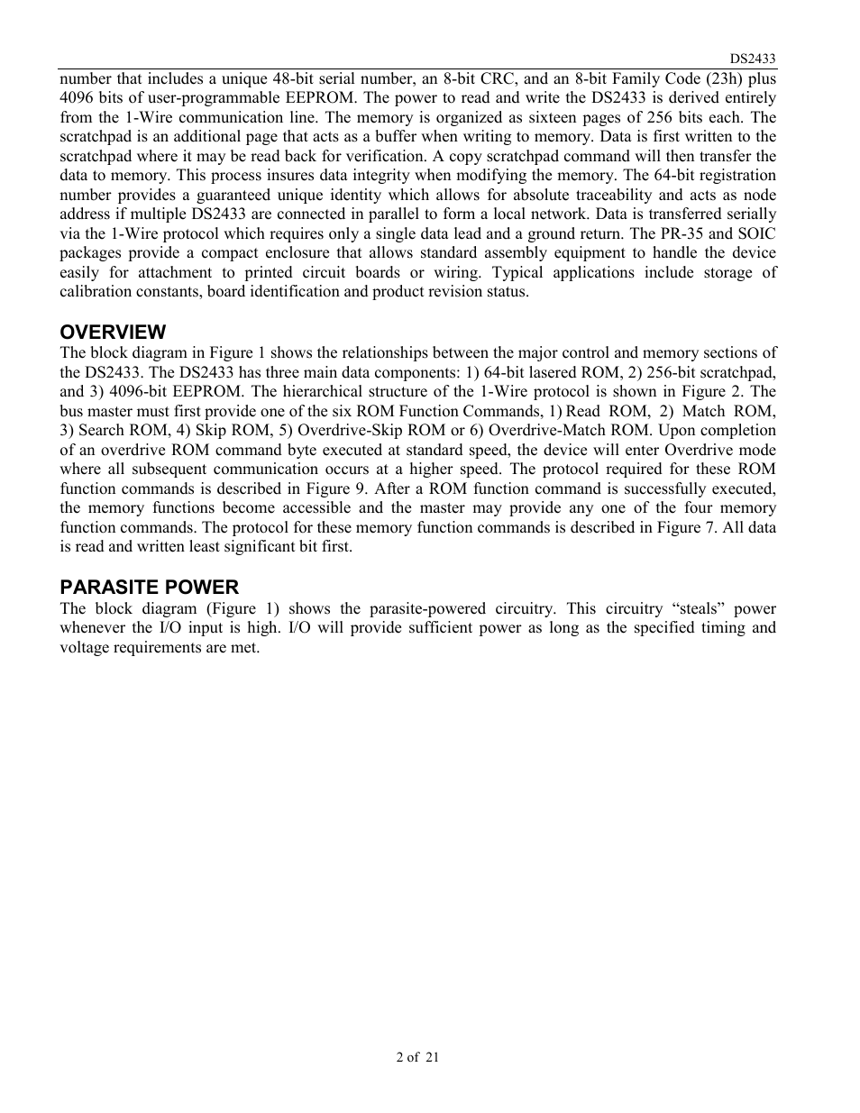 Rainbow Electronics DS2433 User Manual | Page 2 / 21