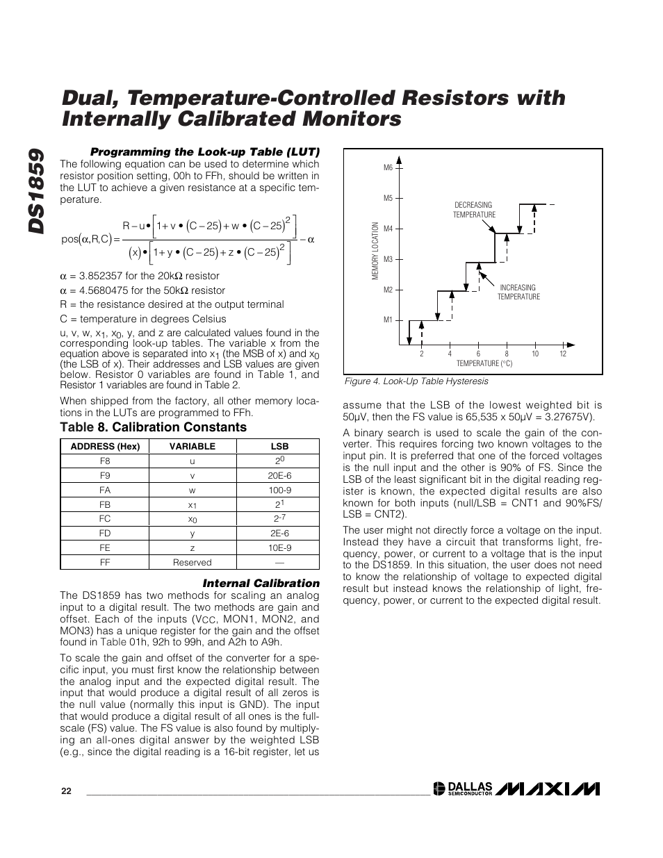 Table 8. calibration constants | Rainbow Electronics DS1859 User Manual | Page 22 / 28