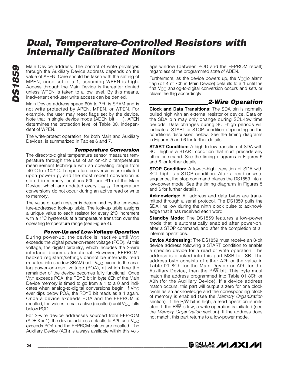 Wire operation | Rainbow Electronics DS1859 User Manual | Page 24 / 28