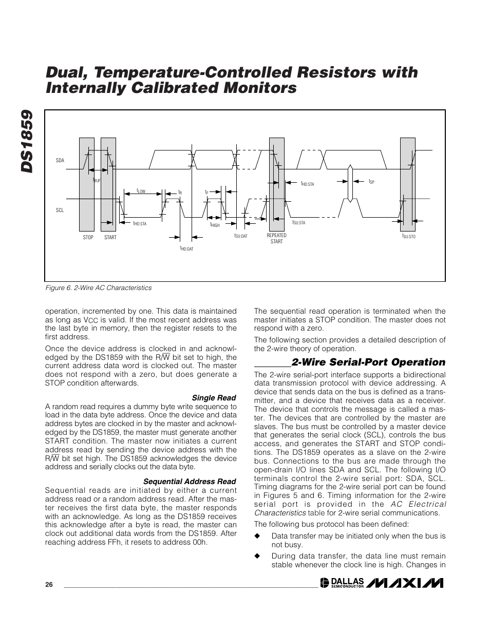 Wire serial-port operation | Rainbow Electronics DS1859 User Manual | Page 26 / 28