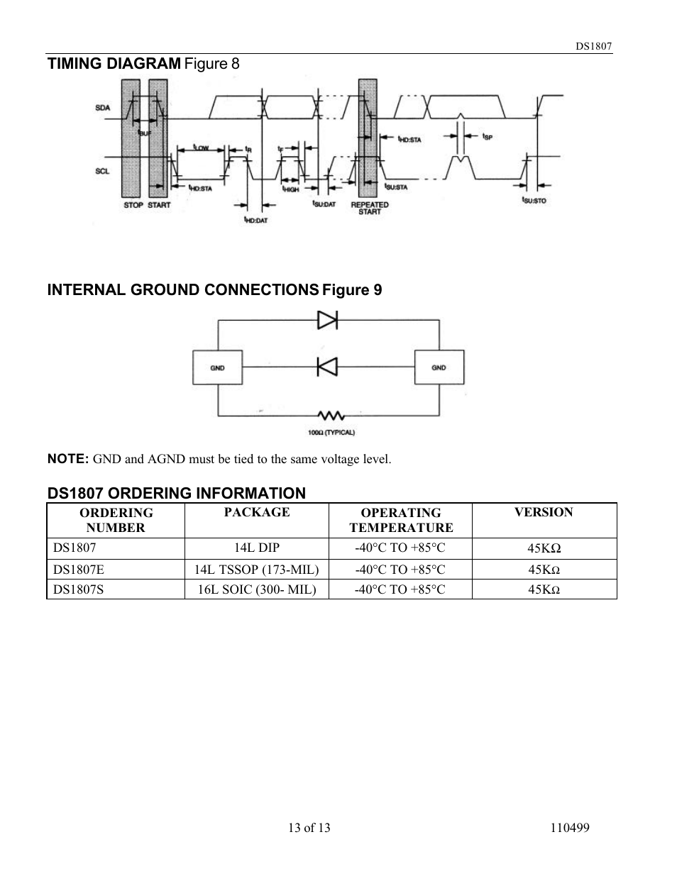 Ds1807 ordering information | Rainbow Electronics DS1807 User Manual | Page 13 / 13