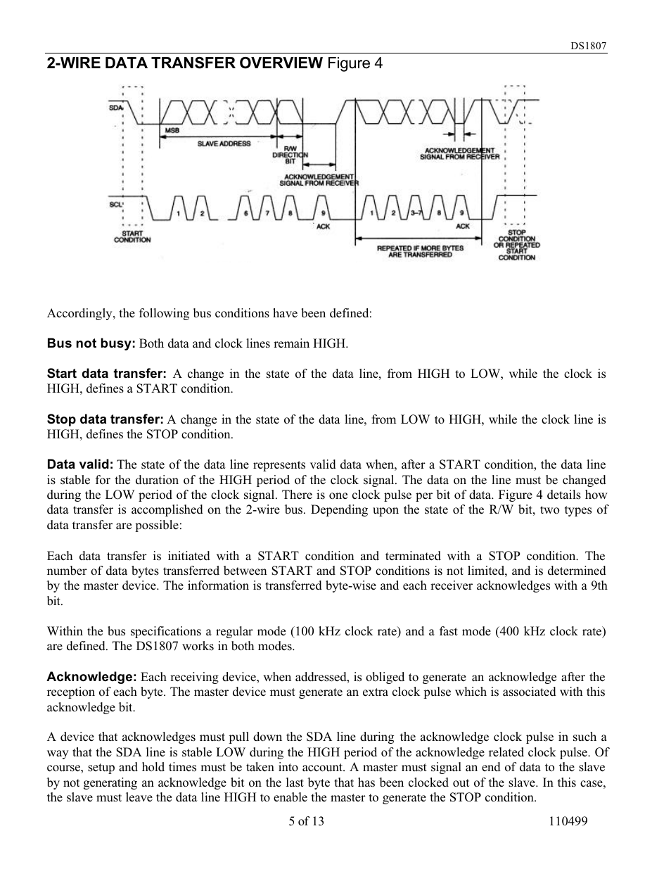 Wire data transfer overview figure 4 | Rainbow Electronics DS1807 User Manual | Page 5 / 13