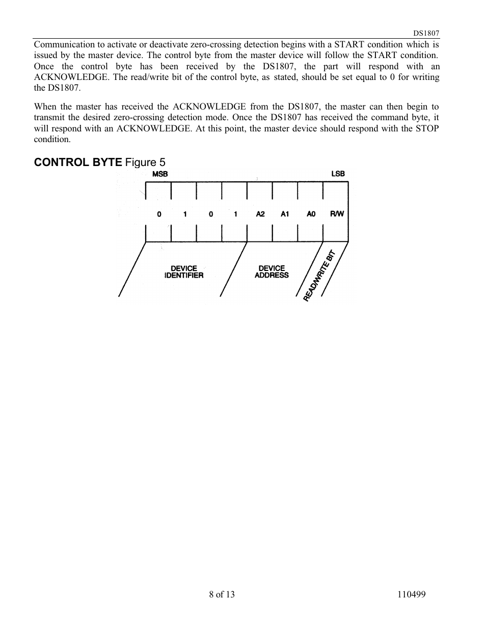 Control byte figure 5 | Rainbow Electronics DS1807 User Manual | Page 8 / 13