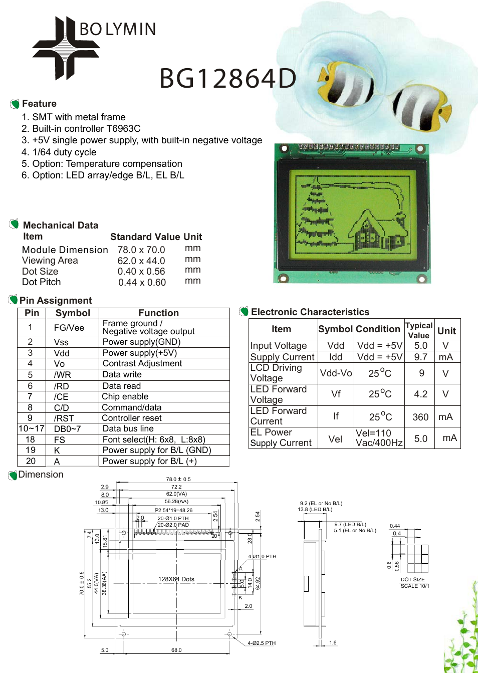 Rainbow Electronics BG12864D User Manual | 1 page