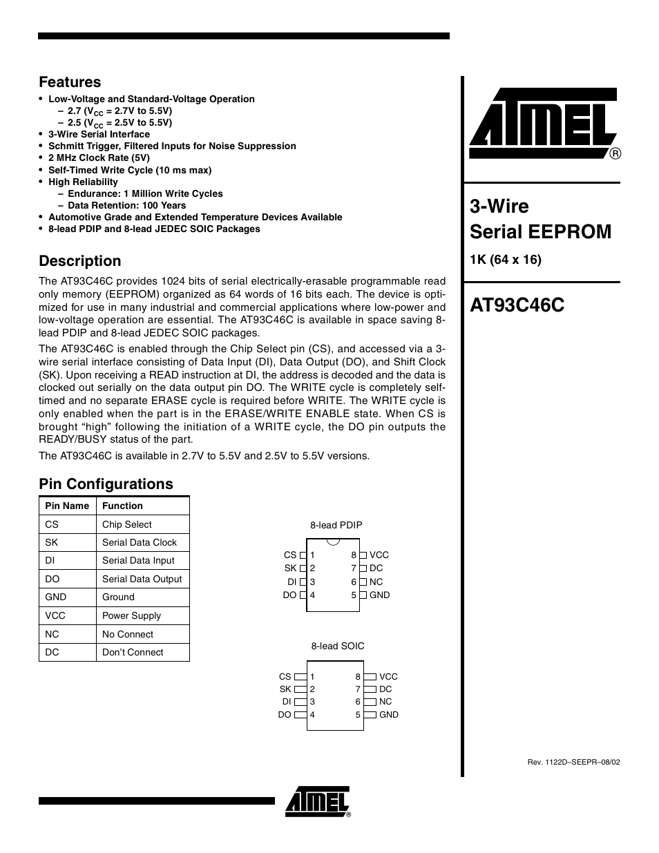 Rainbow Electronics AT93C46C User Manual | 14 pages