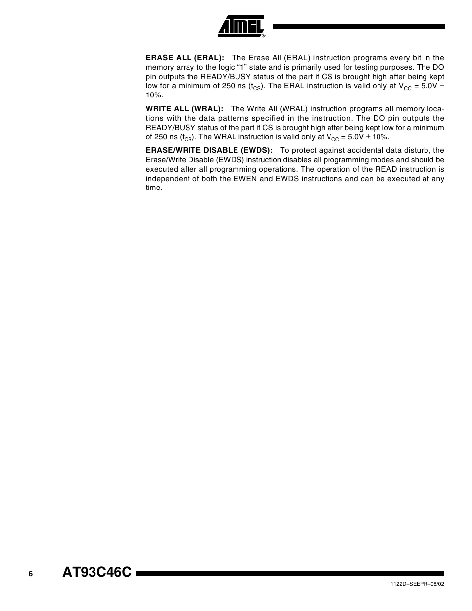 At93c46c | Rainbow Electronics AT93C46C User Manual | Page 6 / 14