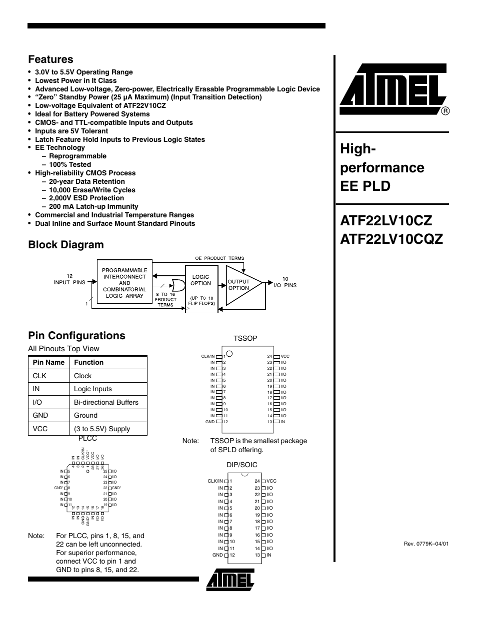 Rainbow Electronics ATF22LV10CQZ User Manual | 13 pages