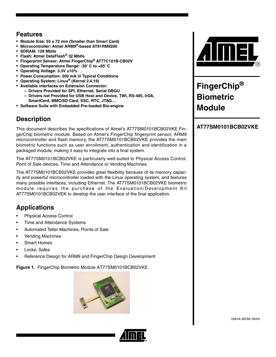 Rainbow Electronics AT77SM0101BCB02VKE User Manual | 15 pages
