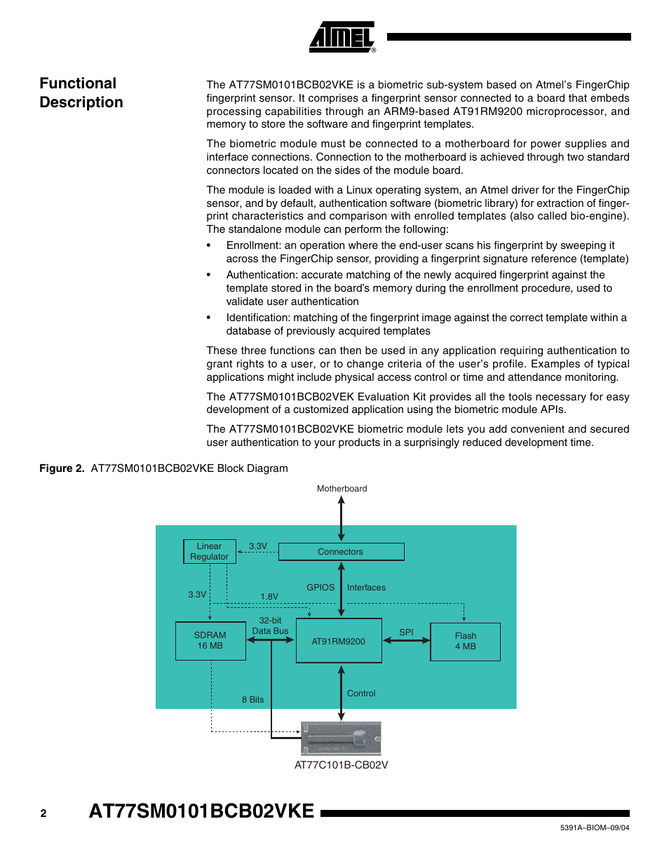 Functional description | Rainbow Electronics AT77SM0101BCB02VKE User Manual | Page 2 / 15