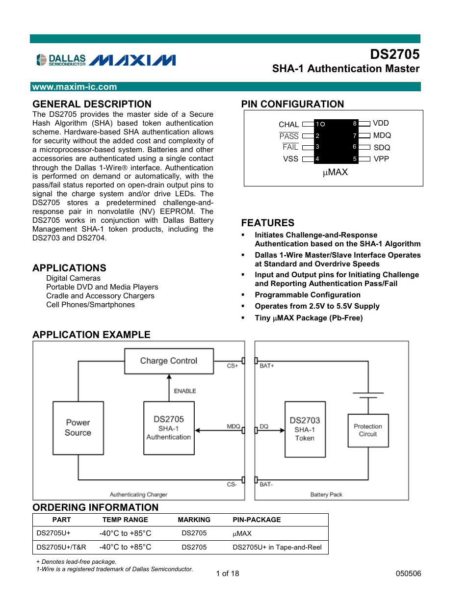 Rainbow Electronics DS2705 User Manual | 18 pages