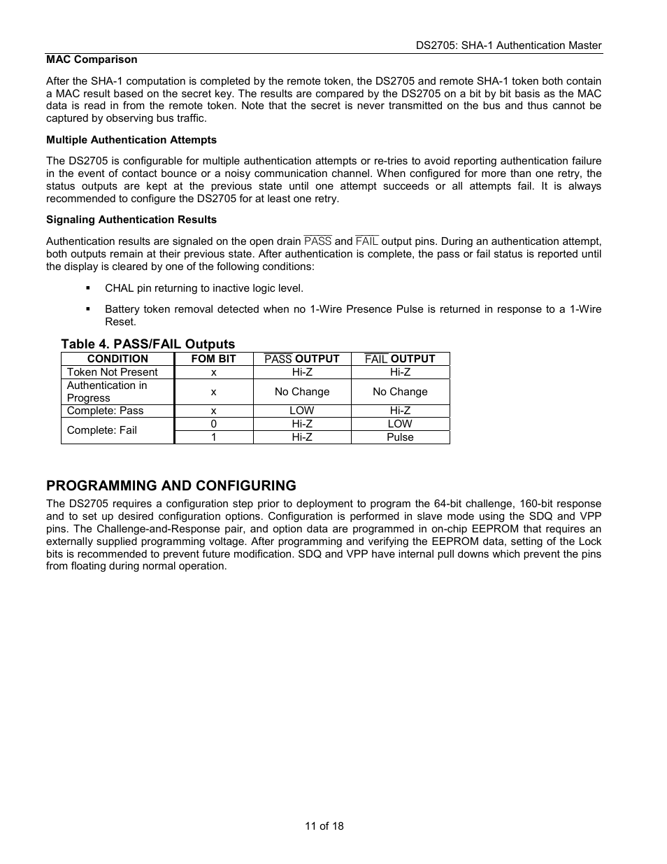 Programming and configuring | Rainbow Electronics DS2705 User Manual | Page 11 / 18