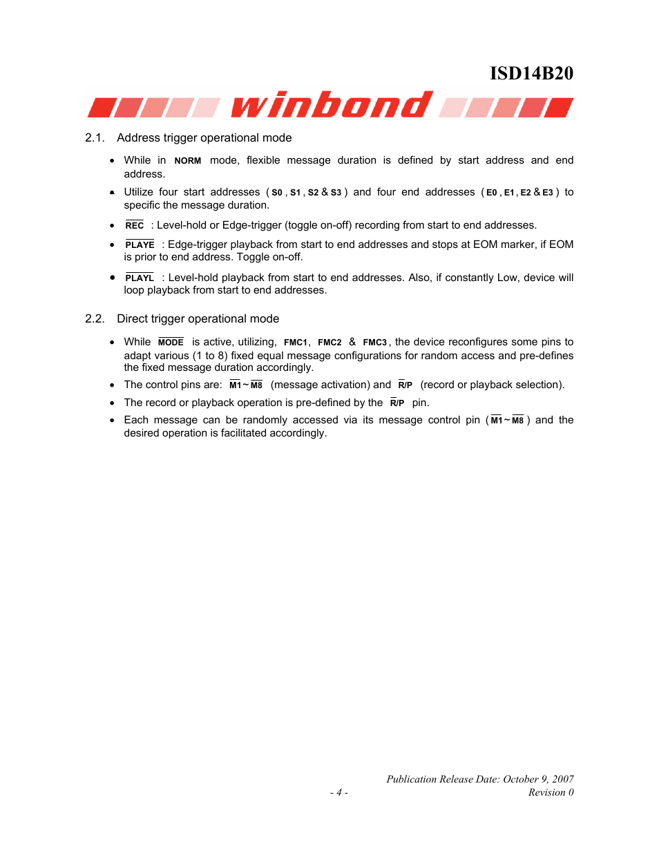 Isd14b20 | Rainbow Electronics ISD14B20 User Manual | Page 4 / 24