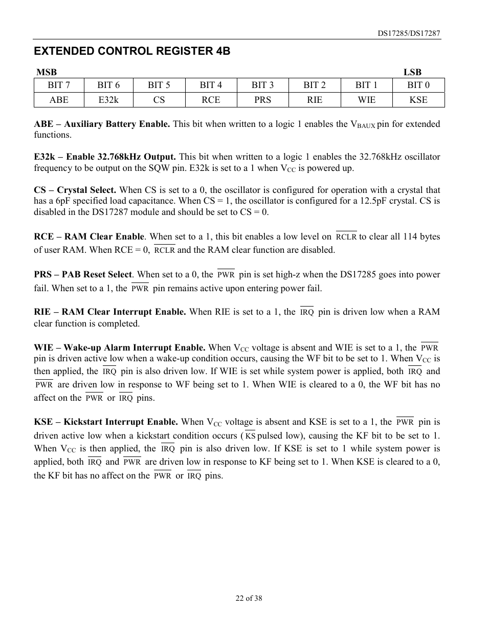 Extended control register 4b | Rainbow Electronics DS17287 User Manual | Page 22 / 38
