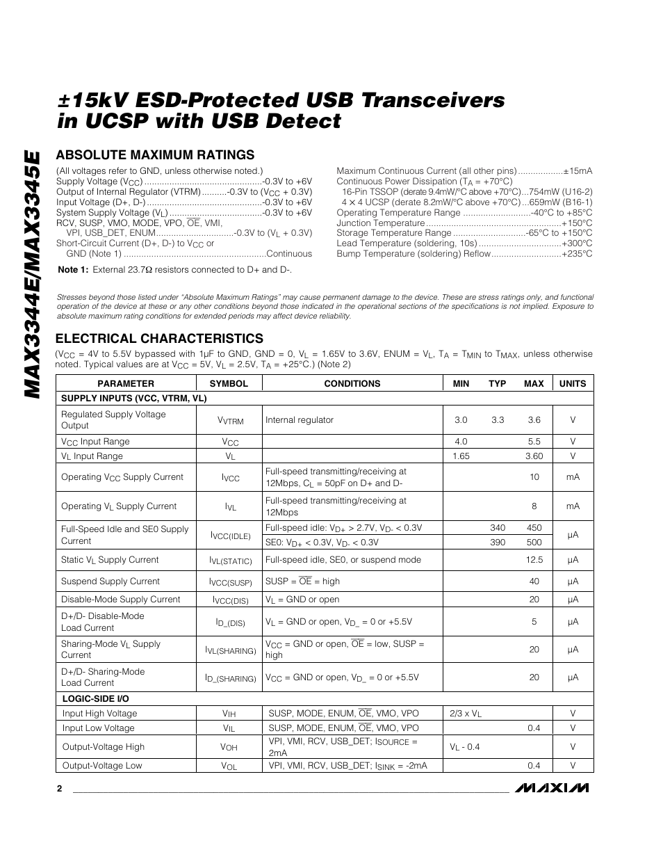 Rainbow Electronics MAX3345E User Manual | Page 2 / 15