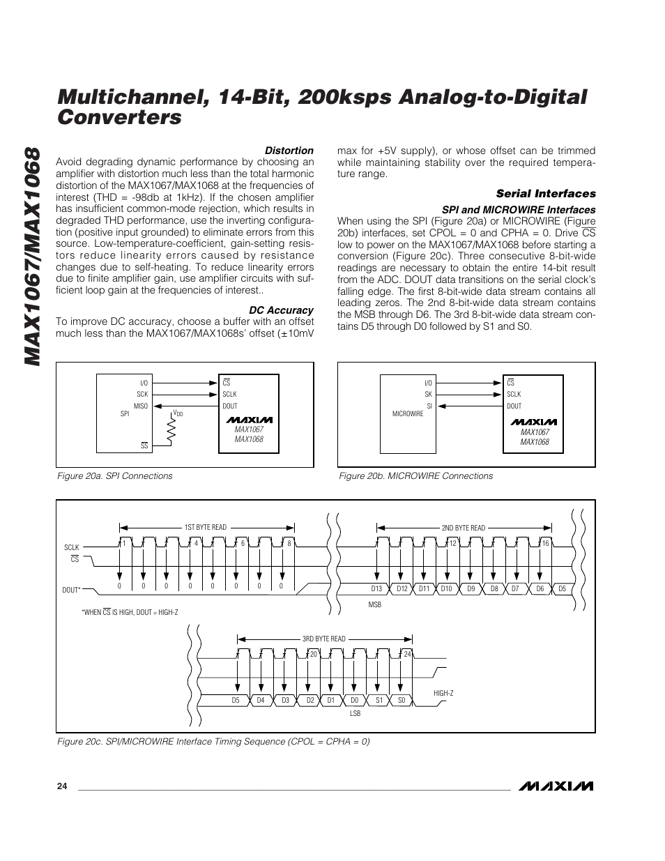 Serial interfaces | Rainbow Electronics MAX1068 User Manual | Page 24 / 30