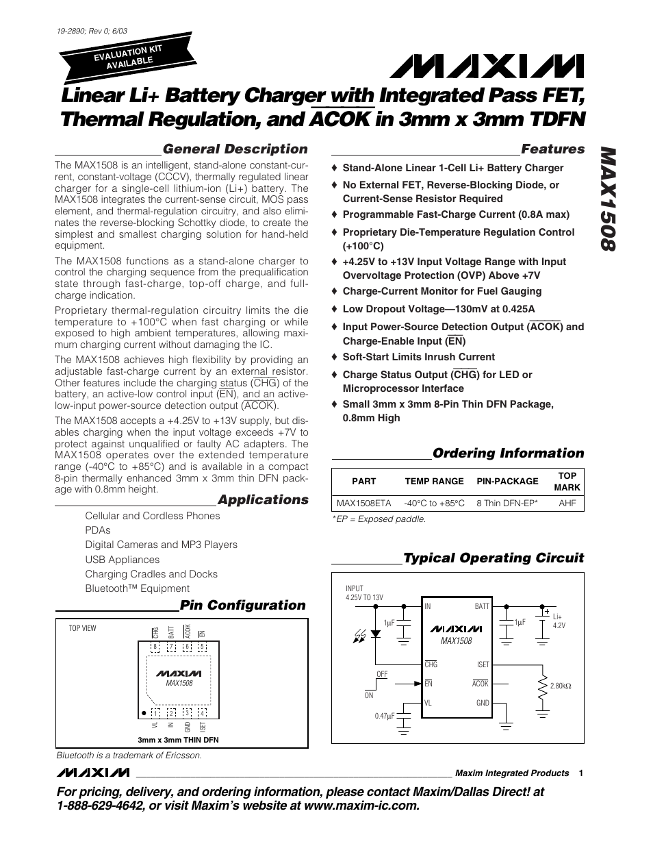 Rainbow Electronics MAX1508 User Manual | 11 pages