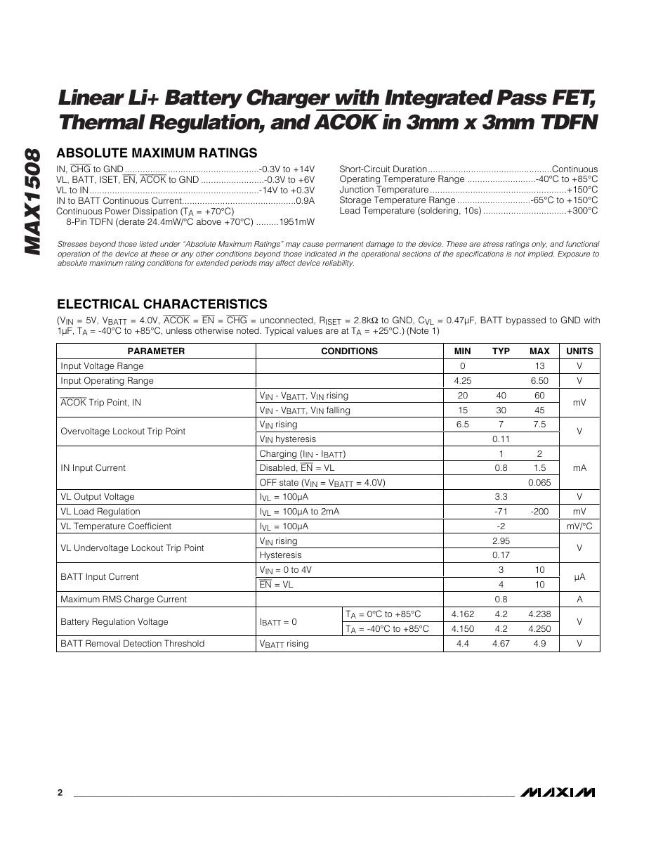 Acok | Rainbow Electronics MAX1508 User Manual | Page 2 / 11