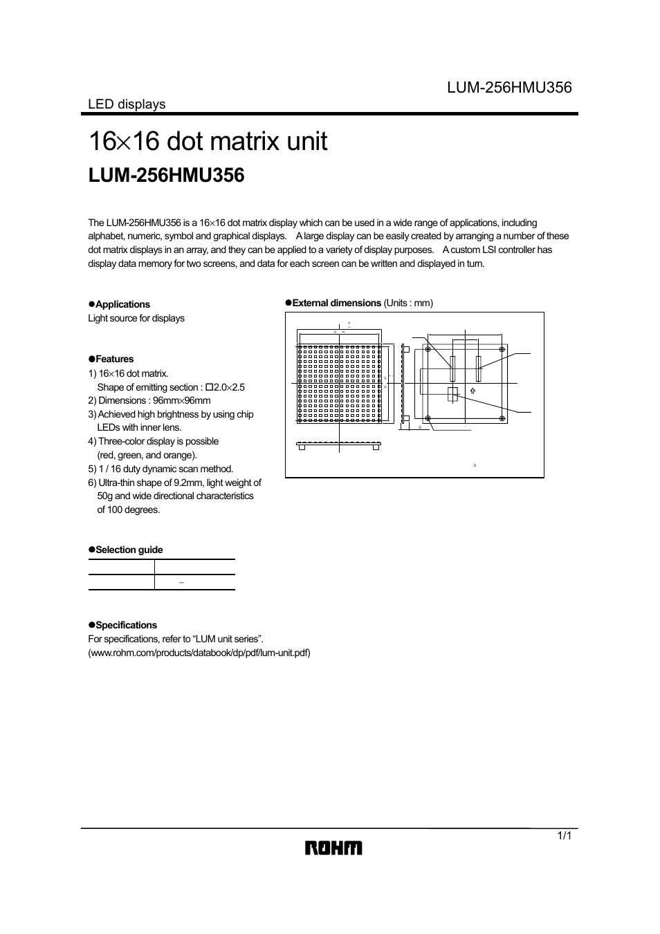 Rainbow Electronics LUM-256HMU356 User Manual | 1 page