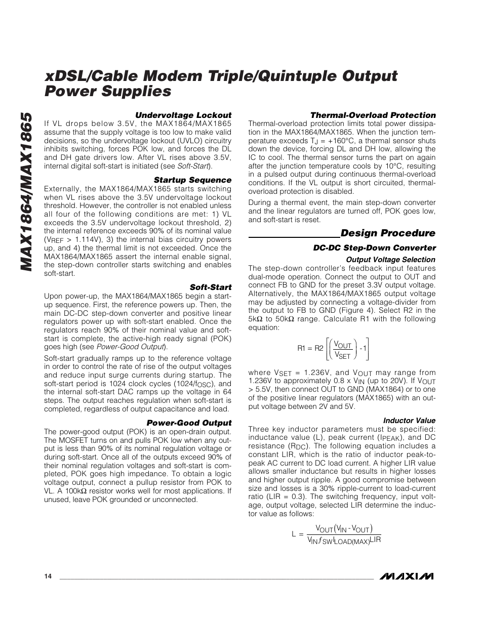 Design procedure | Rainbow Electronics MAX1865 User Manual | Page 14 / 25