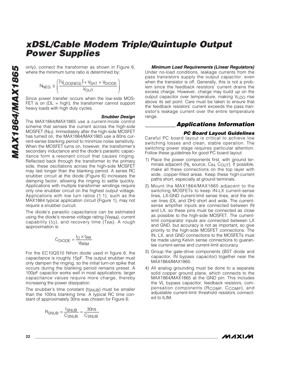Applications information | Rainbow Electronics MAX1865 User Manual | Page 22 / 25