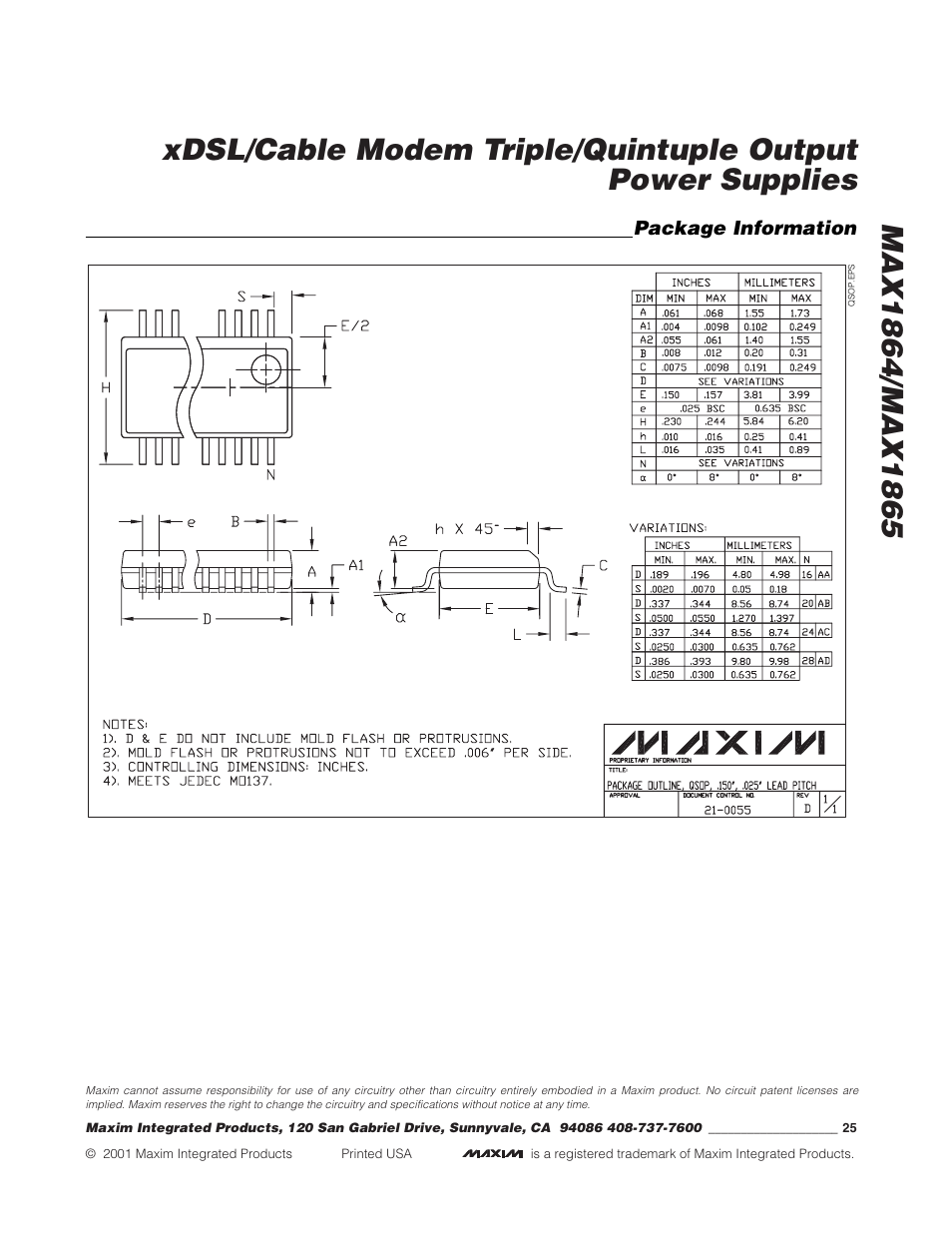 Rainbow Electronics MAX1865 User Manual | Page 25 / 25