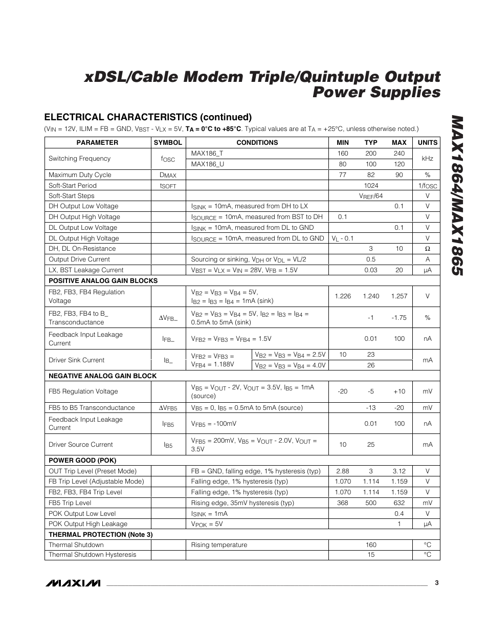 Electrical characteristics (continued) | Rainbow Electronics MAX1865 User Manual | Page 3 / 25