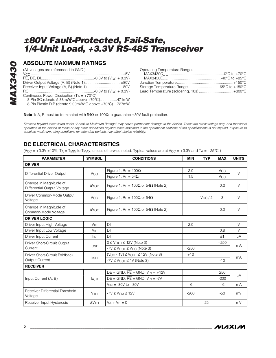 Rainbow Electronics MAX3430 User Manual | Page 2 / 13