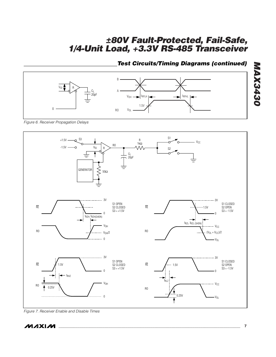 Test circuits/timing diagrams (continued) | Rainbow Electronics MAX3430 User Manual | Page 7 / 13