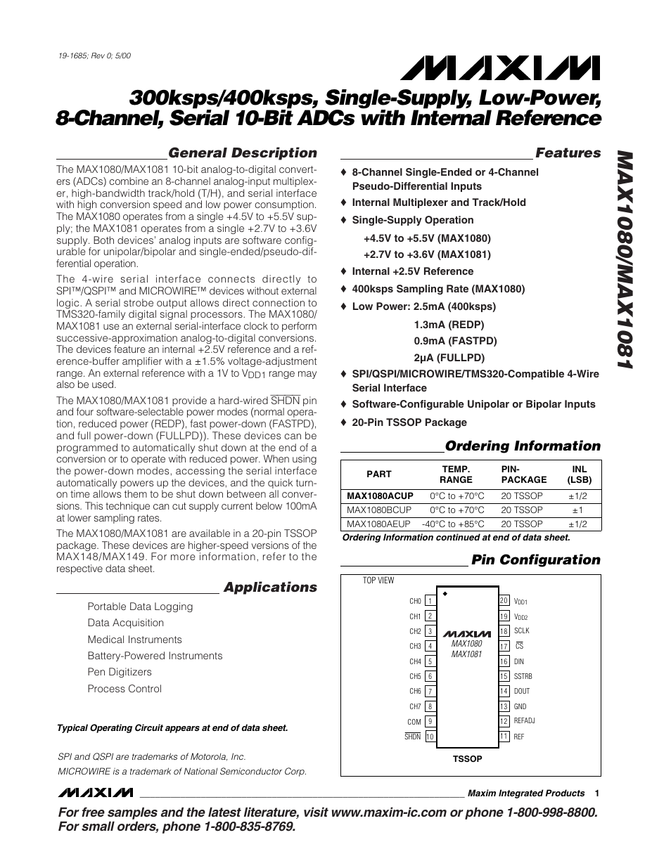Rainbow Electronics MAX1081 User Manual | 24 pages