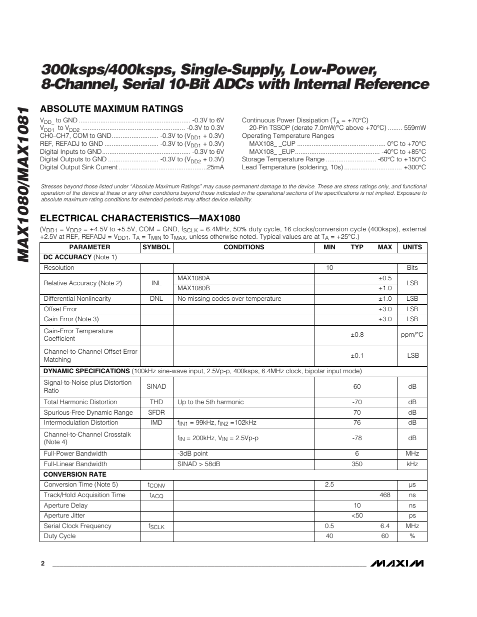 Rainbow Electronics MAX1081 User Manual | Page 2 / 24