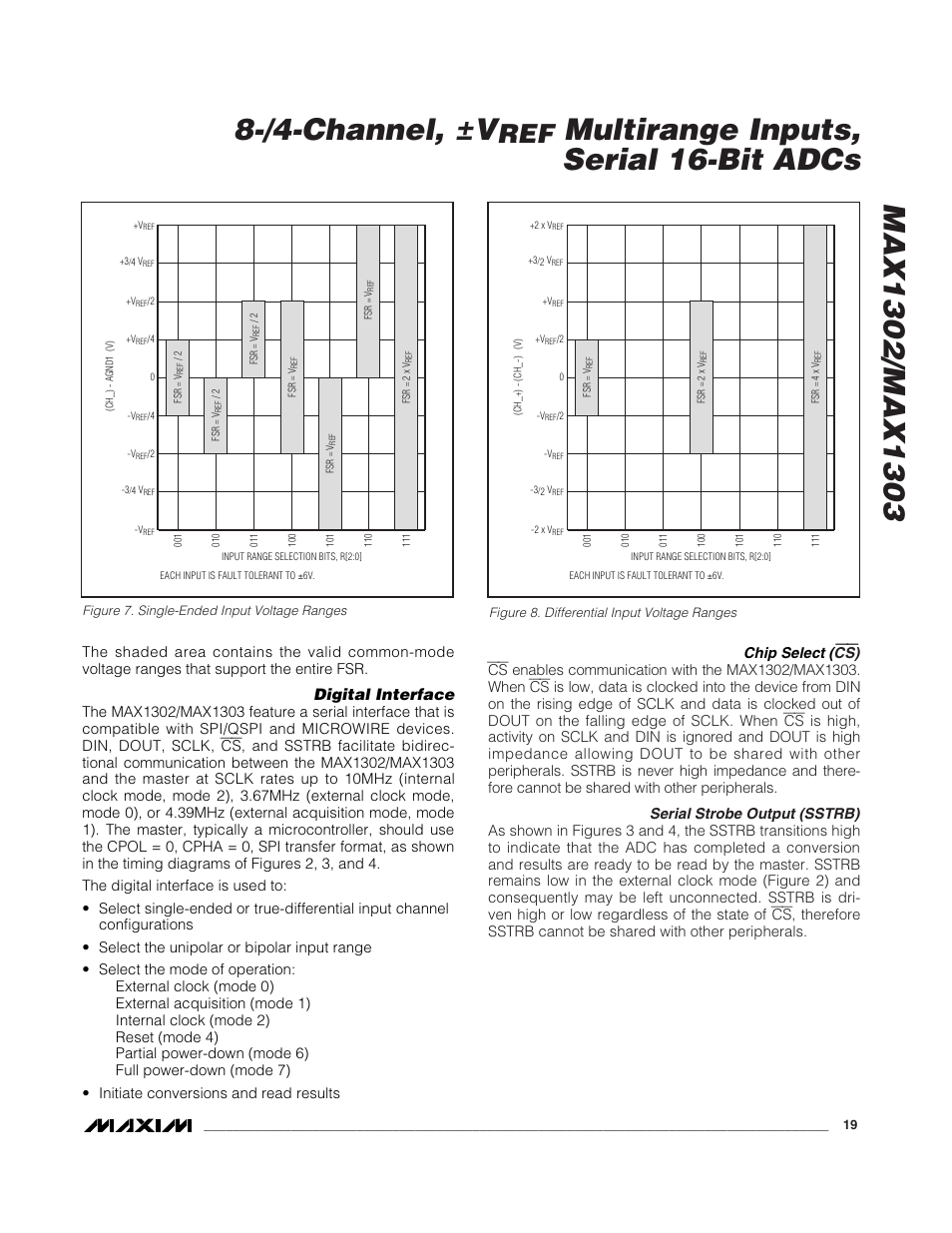 Multirange inputs, serial 16-bit adcs, Digital interface | Rainbow Electronics MAX1303 User Manual | Page 19 / 31