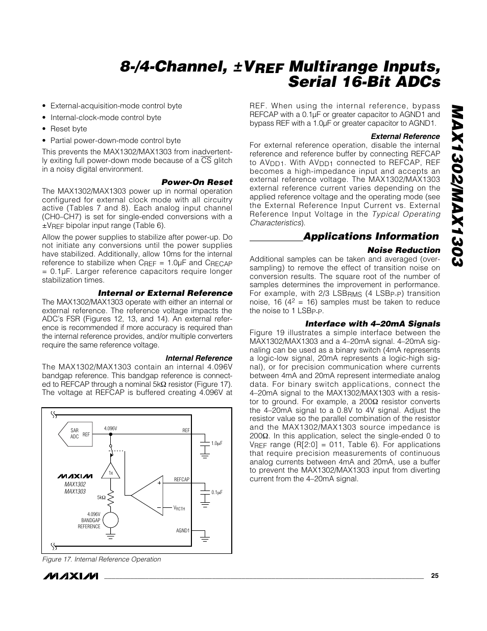 Multirange inputs, serial 16-bit adcs, Applications information | Rainbow Electronics MAX1303 User Manual | Page 25 / 31