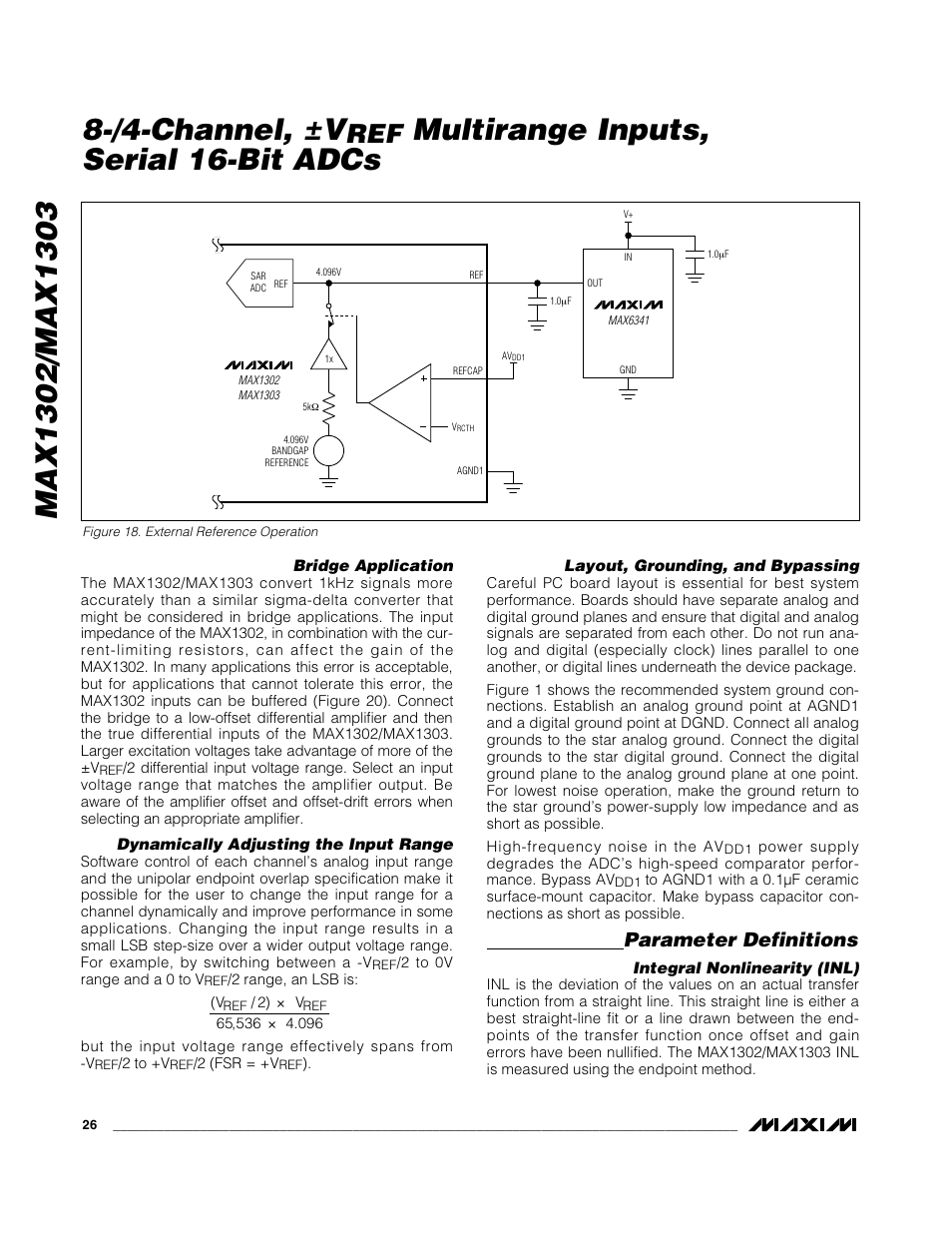 /4-channel, ±v, Multirange inputs, serial 16-bit adcs, Parameter definitions | Rainbow Electronics MAX1303 User Manual | Page 26 / 31