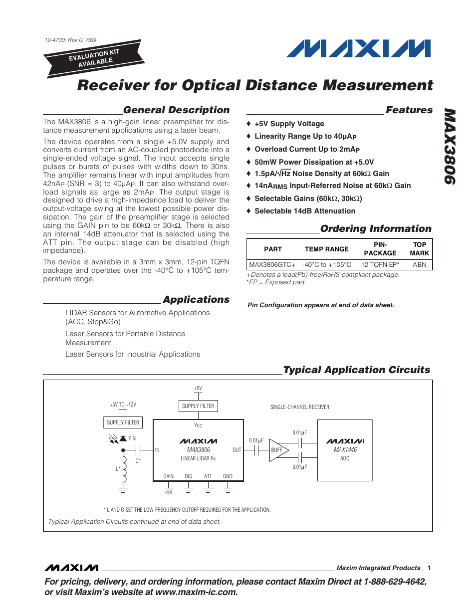 Rainbow Electronics MAX3806 User Manual | 9 pages