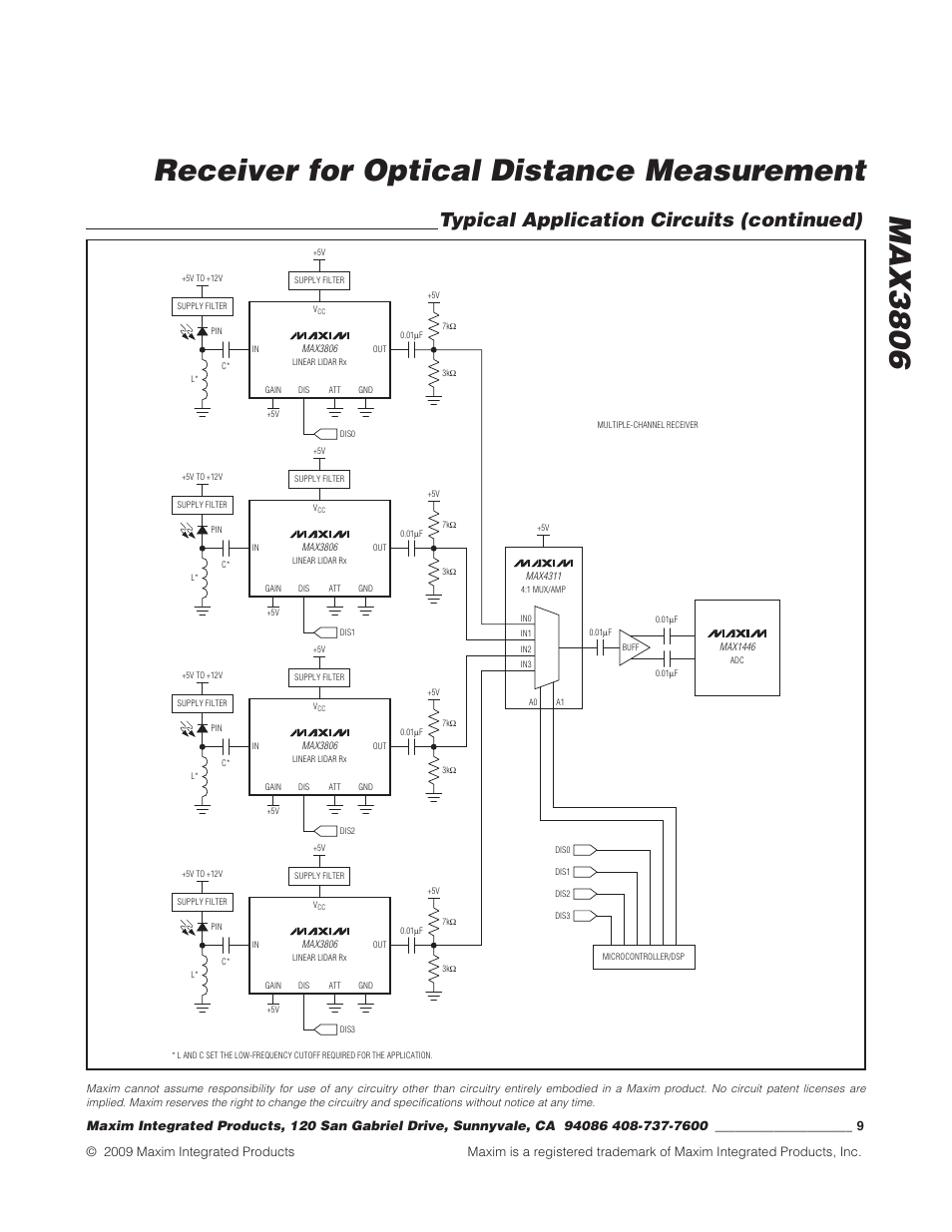 Max3806 receiver for optical distance measurement, Typical application circuits (continued) | Rainbow Electronics MAX3806 User Manual | Page 9 / 9