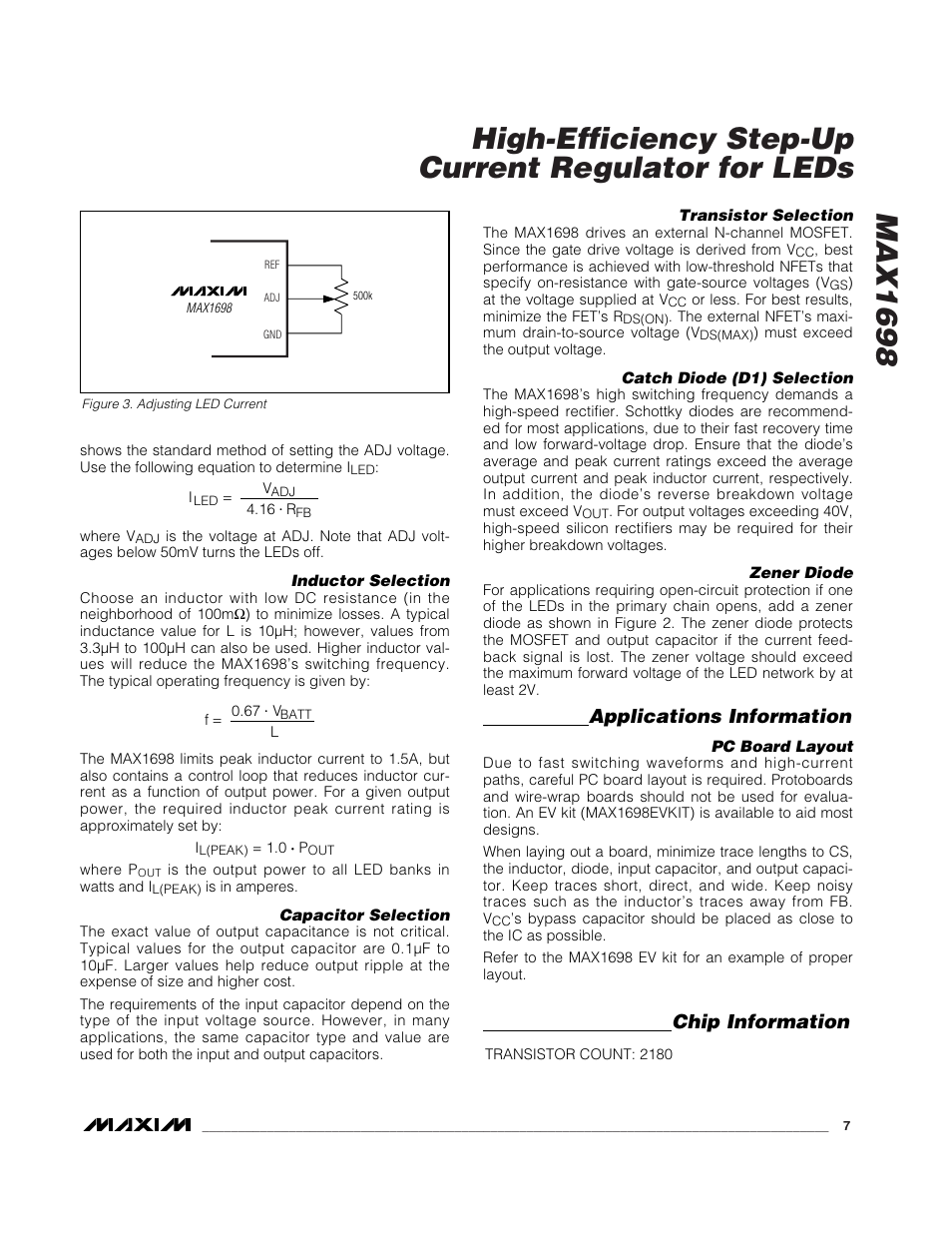 Applications information, Chip information | Rainbow Electronics MAX1698 User Manual | Page 7 / 8