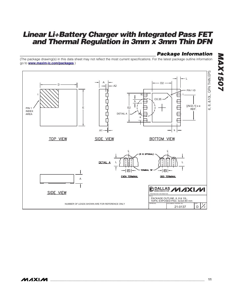Package information, Dallas | Rainbow Electronics MAX1507 User Manual | Page 11 / 12