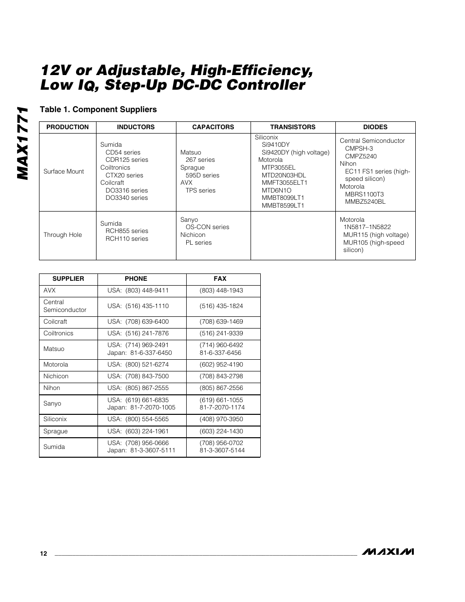 Step-up dc-dc controller | Rainbow Electronics MAX1771 User Manual | Page 12 / 16