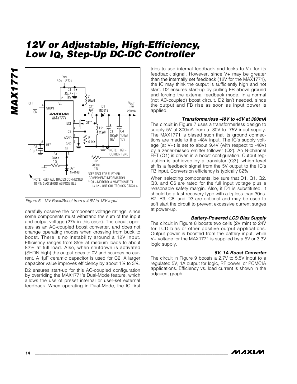 Max1771, 12v or adjustable, high-efficiency, low i, Step-up dc-dc controller | Rainbow Electronics MAX1771 User Manual | Page 14 / 16